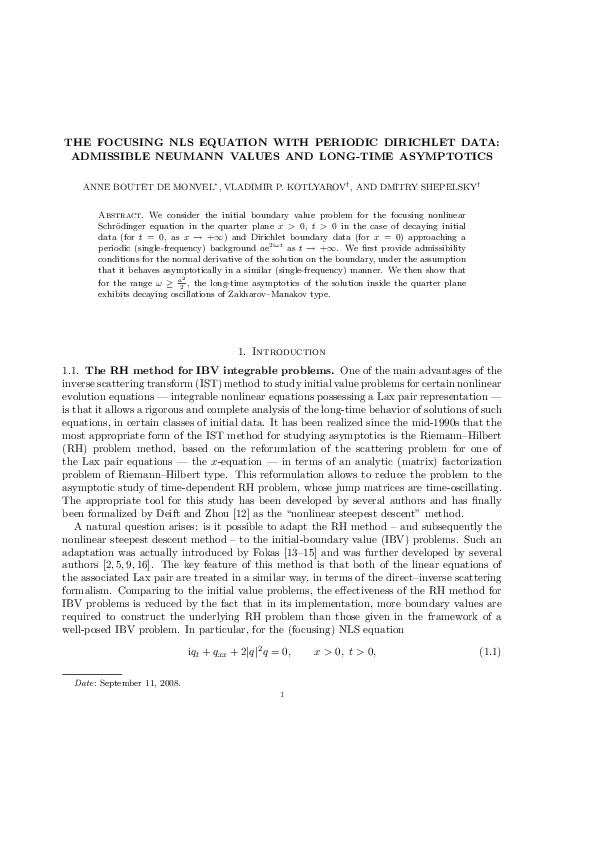(PDF) The Focusing NLS Equation with Periodic Dirichlet Data ...