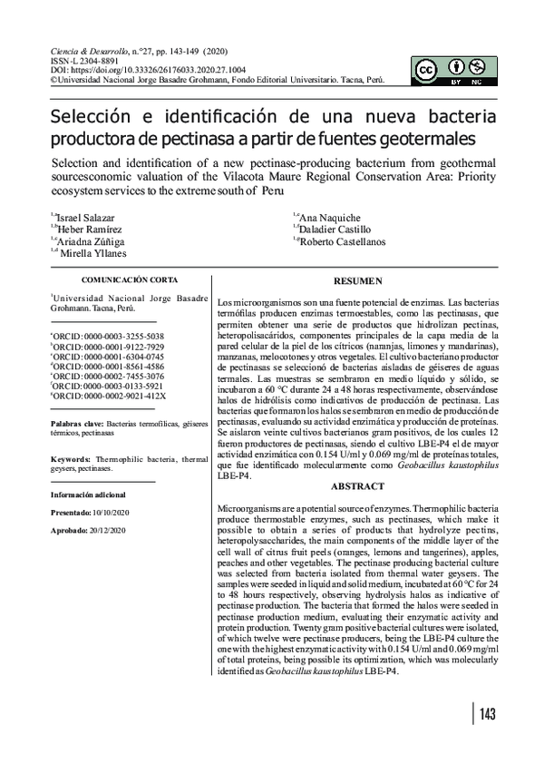 (PDF) Selección e identificación de una nueva bacteria productora de ...