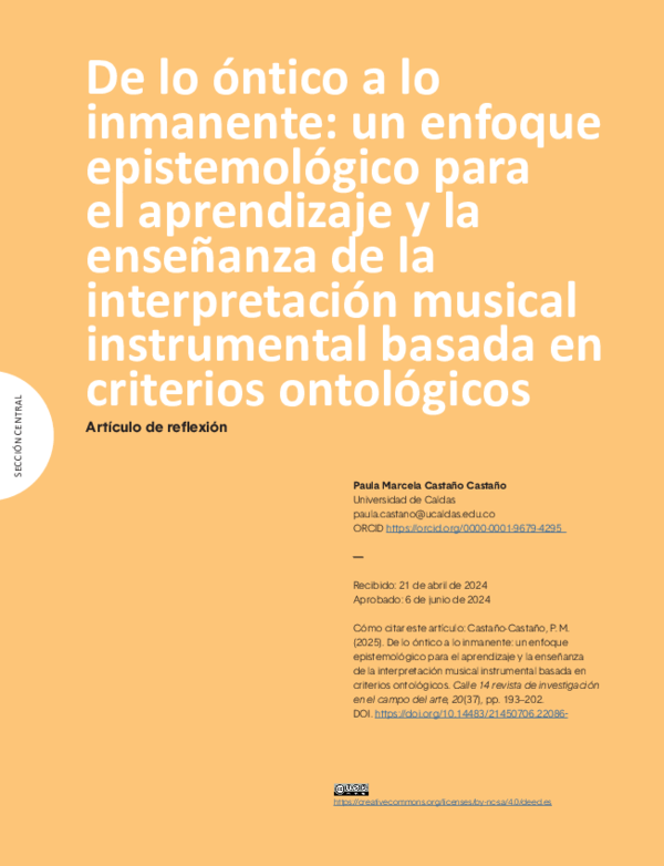 (PDF) De lo óntico a lo inmanente: un enfoque epistemológico para el ...
