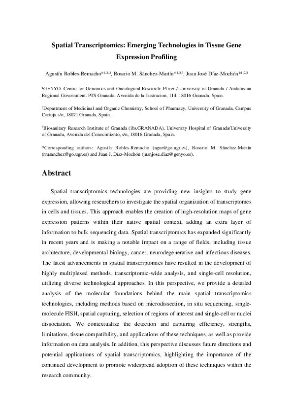(PDF) Spatial Transcriptomics: Emerging Technologies in Tissue Gene ...