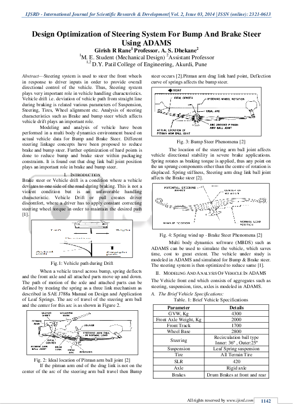 (PDF) Design Optimization of Steering System For Bump And Brake Steer ...