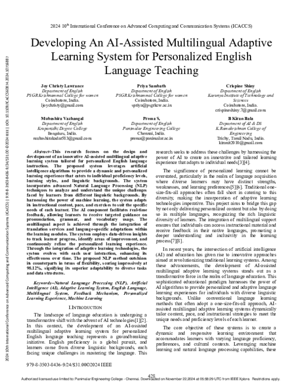 (PDF) Developing an AI-Assisted Multilingual Adaptive Learning System ...