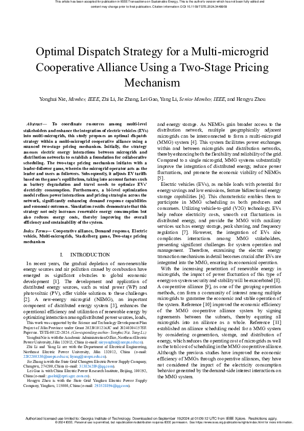 (PDF) Optimal Dispatch Strategy for a Multi-microgrid Cooperative ...