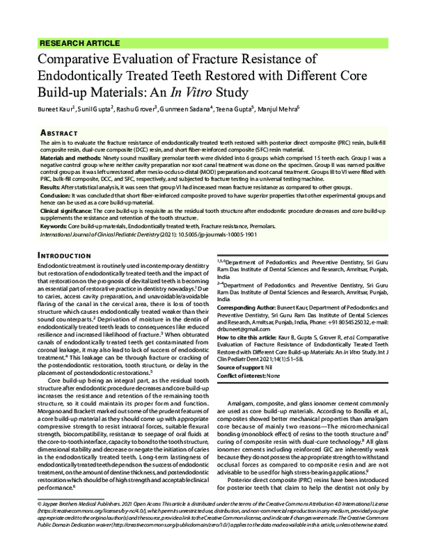 (PDF) Comparative Evaluation of Fracture Resistance of Endodontically ...