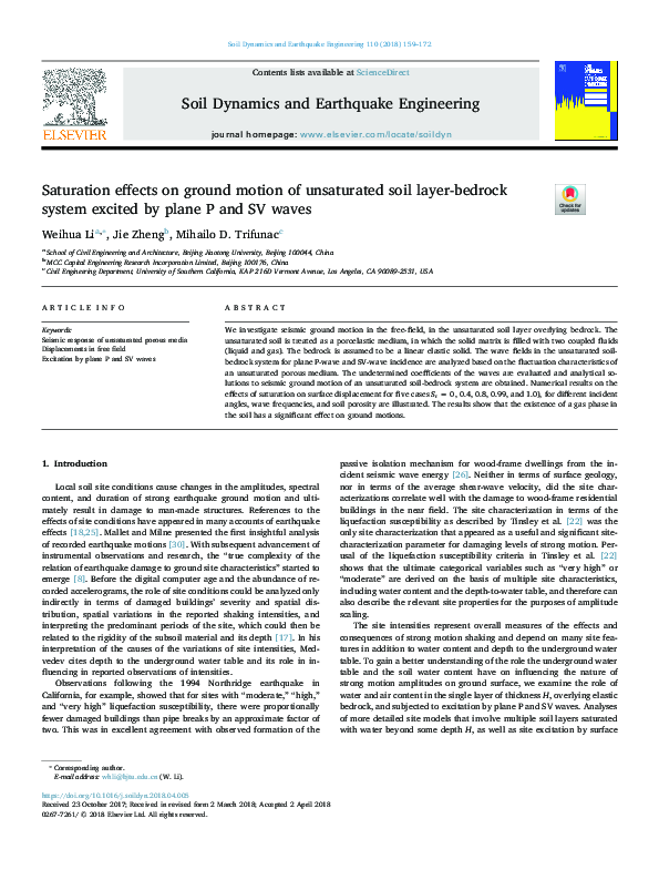 (PDF) Saturation effects on ground motion of unsaturated soil layer ...