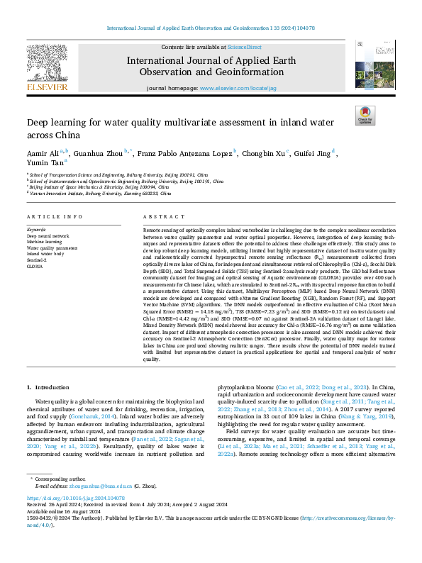 (PDF) Deep learning for water quality multivariate assessment in inland ...