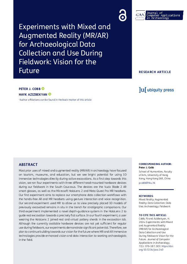 (PDF) Experiments with Mixed and Augmented Reality (MR/AR) for ...