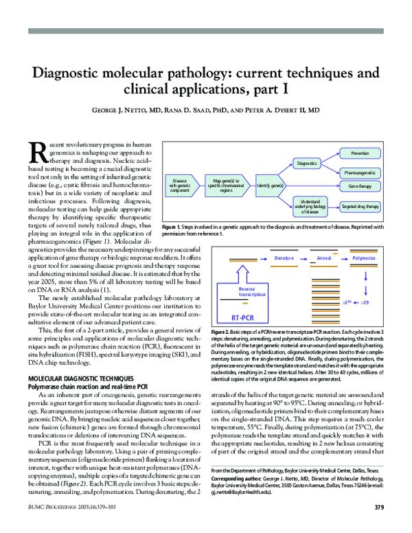 (PDF) Diagnostic Molecular Pathology: Current Techniques and Clinical ...
