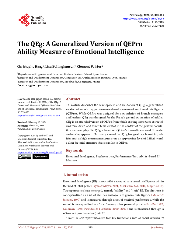 (PDF) The QEg: A Generalized Version of QEPro Ability Measure of ...