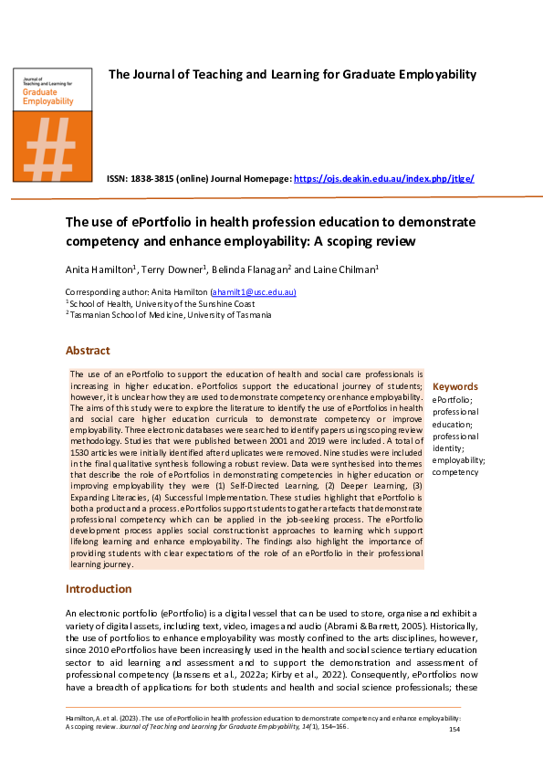 (PDF) The use of ePortfolio in health profession education to ...