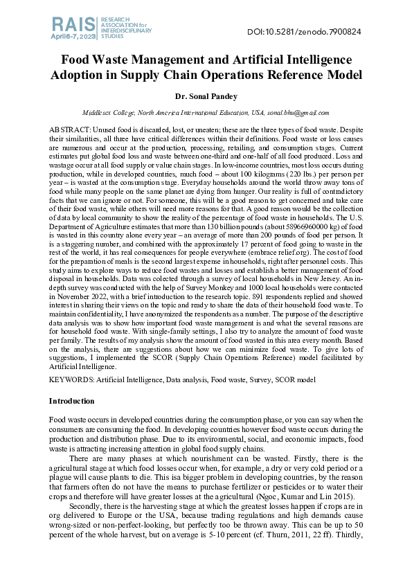 (PDF) Food Waste Management and Artificial Intelligence Adoption in ...