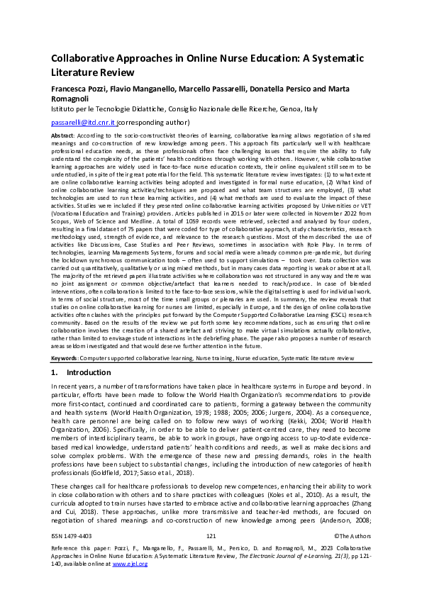 (PDF) Collaborative Approaches in Online Nurse Education: A Systematic ...