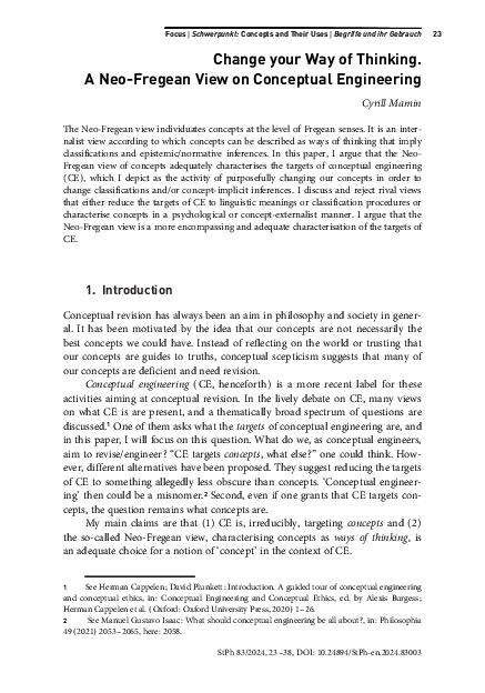 (PDF) Change your Way of Thinking A Neo-Fregean View on Conceptual ...