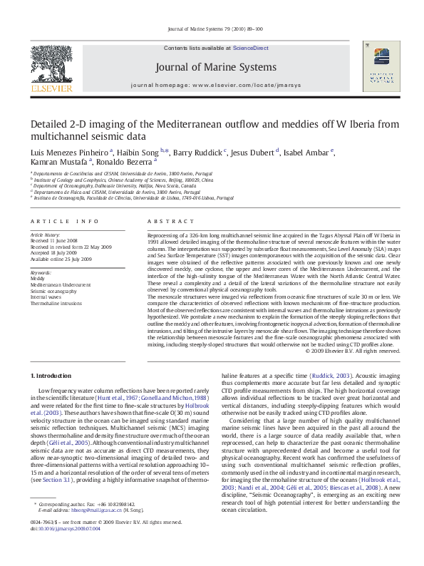 (PDF) Detailed 2-D imaging of the Mediterranean outflow and meddies off ...