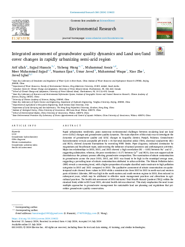 (PDF) Integrated assessment of groundwater quality dynamics and Land ...