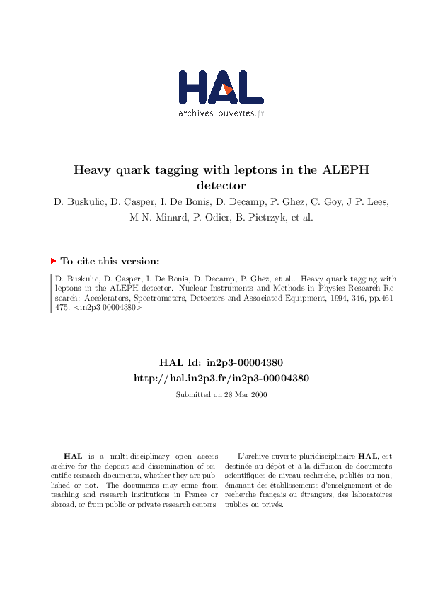 (PDF) Heavy quark tagging with leptons in the ALEPH detector | henry ...