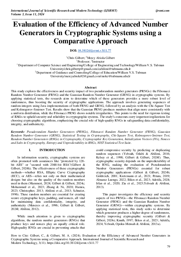 (PDF) Evaluation of the Efficiency of Advanced Number Generators in ...