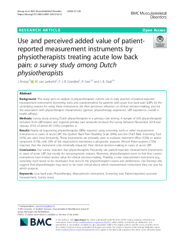 (PDF) Use and perceived added value of patient-reported measurement ...
