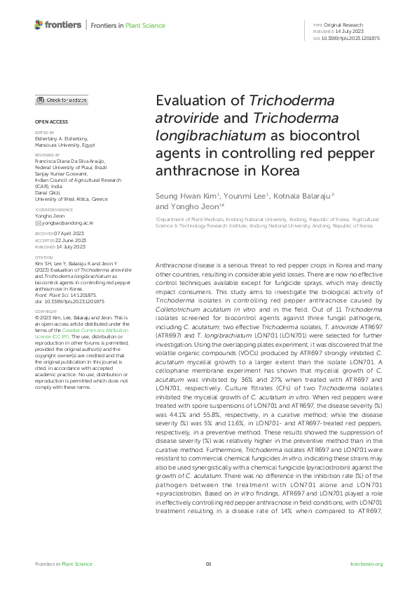 (PDF) Evaluation of Trichoderma atroviride and Trichoderma ...