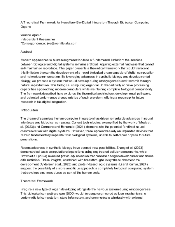 (PDF) A Theoretical Framework for Hereditary Bio-Digital Integration ...