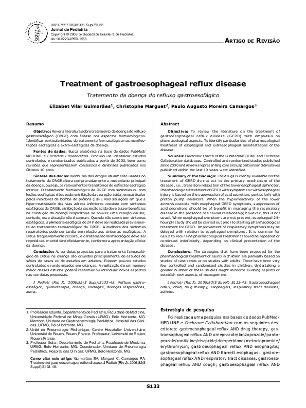 (PDF) Treatment of gastroesophageal reflux disease Tratamento da doenÁa ...