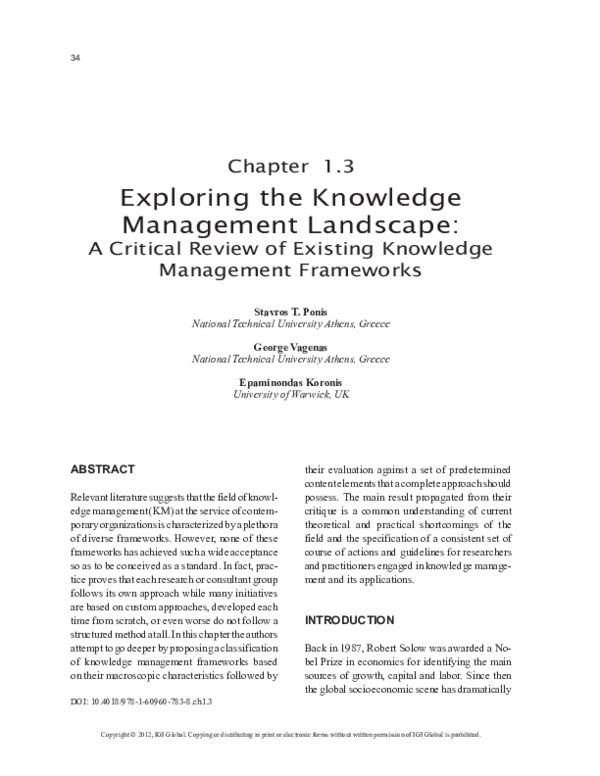 (PDF) Exploring the Knowledge Management Landscape
