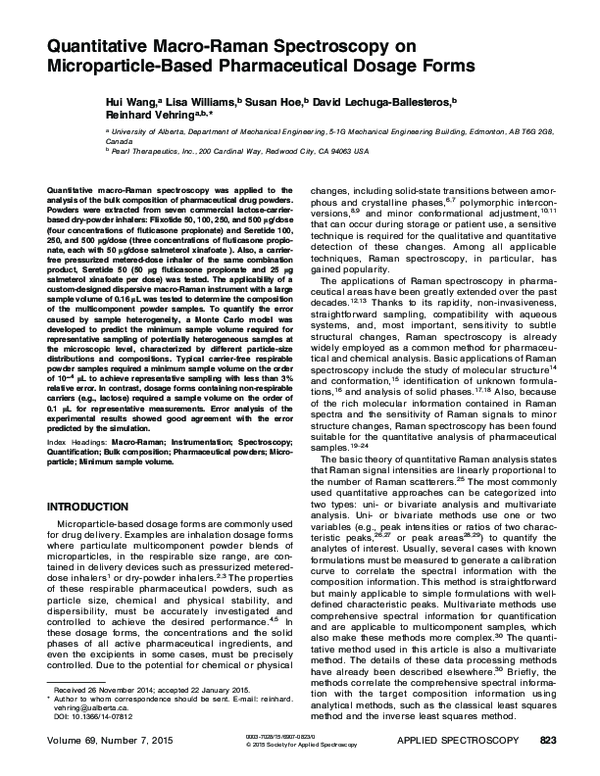 (PDF) Quantitative Macro-Raman Spectroscopy on Microparticle-Based ...