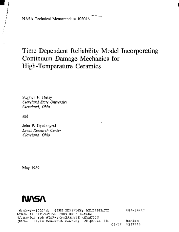 (PDF) Time dependent reliability model incorporating continuum damage ...