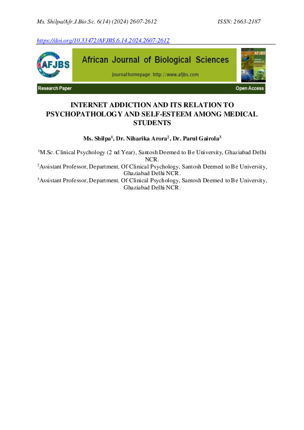 (PDF) Internet Addiction and its relation to Psychopathology and Self ...