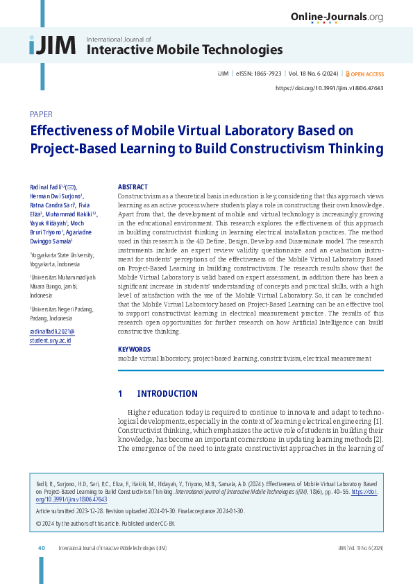 (PDF) Effectiveness of Mobile Virtual Laboratory Based on Project-Based ...