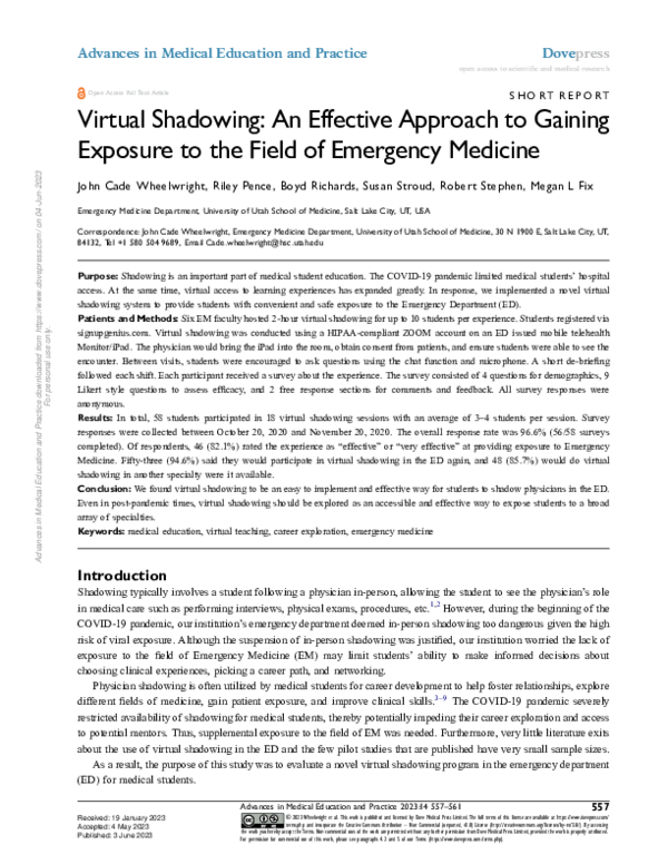 (PDF) Virtual Shadowing: An Effective Approach to Gaining Exposure to ...