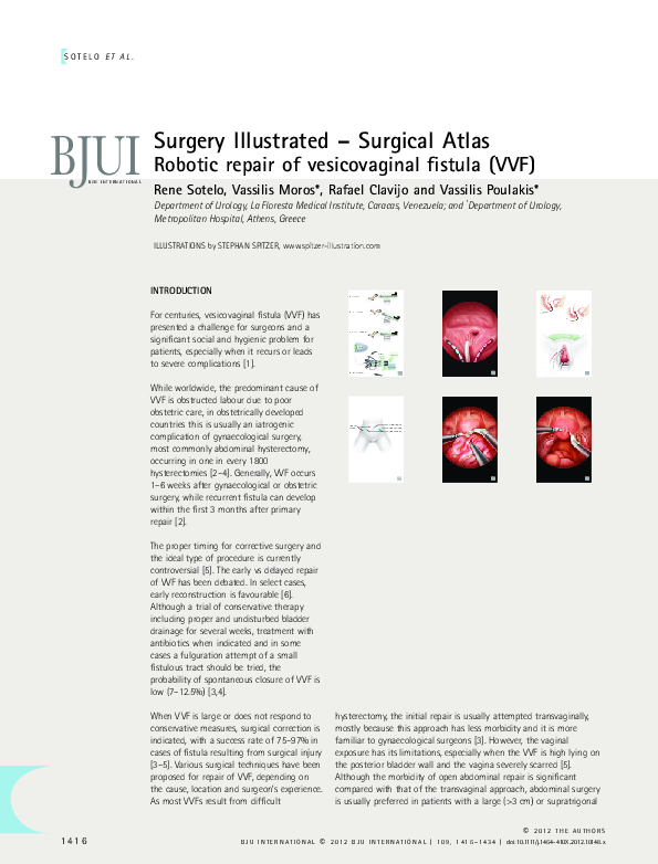 (PDF) Robotic repair of vesicovaginal fistula (VVF)