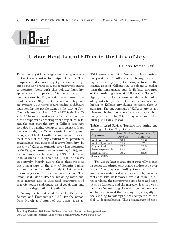 (PDF) Urban Heat Island Effect in the City of Joy
