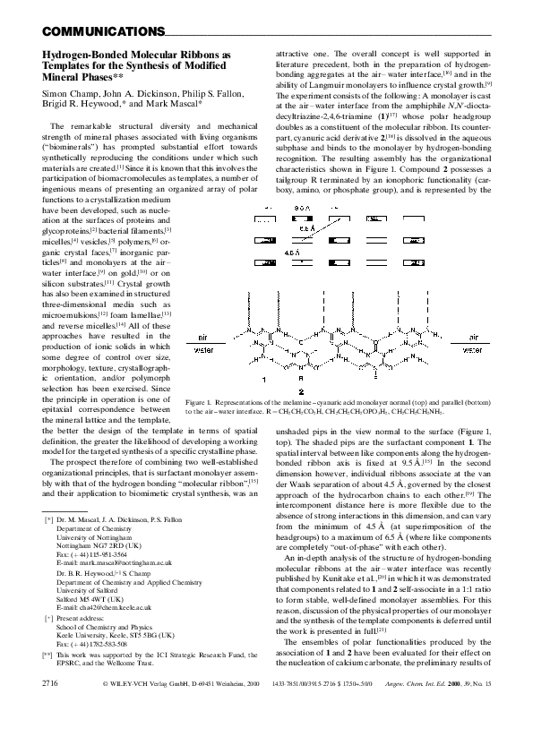 (PDF) Hydrogen-Bonded Molecular Ribbons as Templates for the Synthesis ...