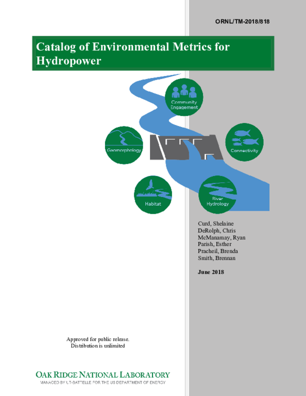 (PDF) Catalog of Environmental Metrics for Hydropower