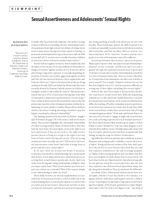 (PDF) Sexual Assertiveness and Adolescents' Sexual Rights