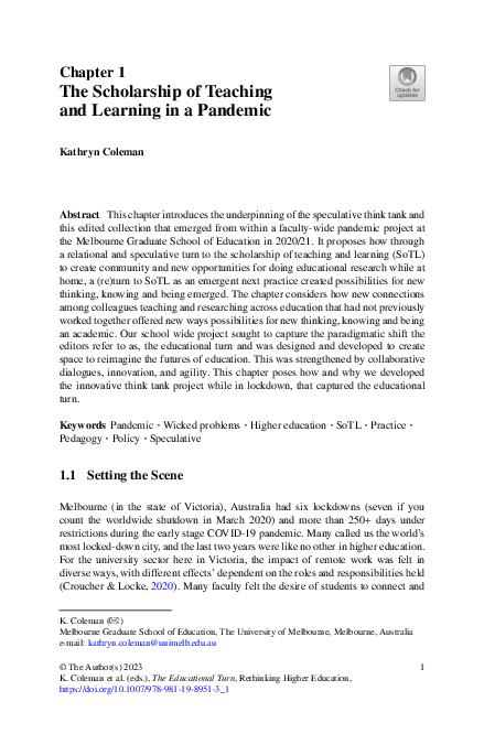 (PDF) The Scholarship of Teaching and Learning in a Pandemic