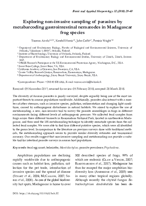 (PDF) Exploring non-invasive sampling of parasites by metabarcoding ...