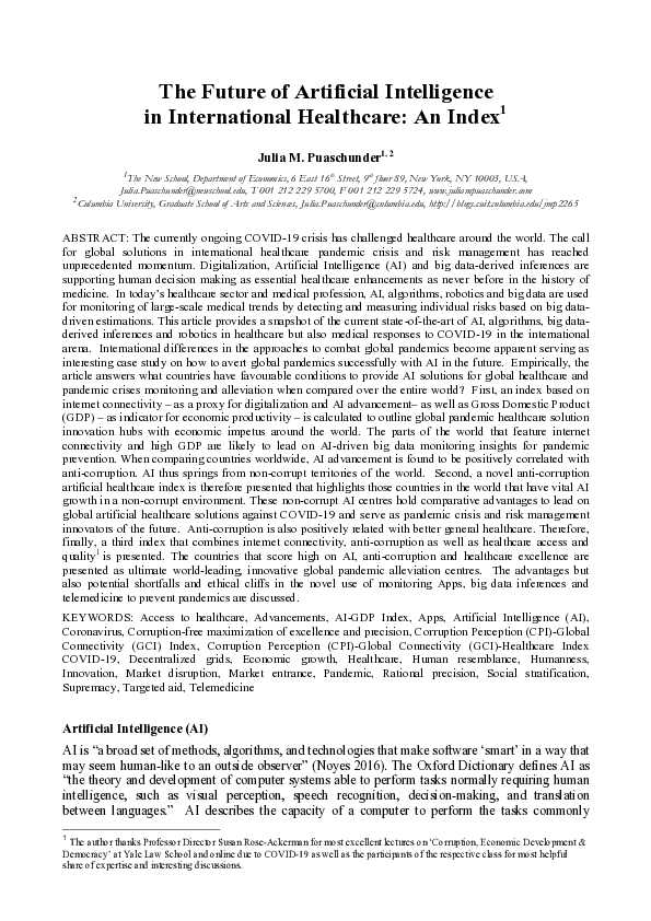 (PDF) The Future of Artificial Intelligence in International Healthcare ...