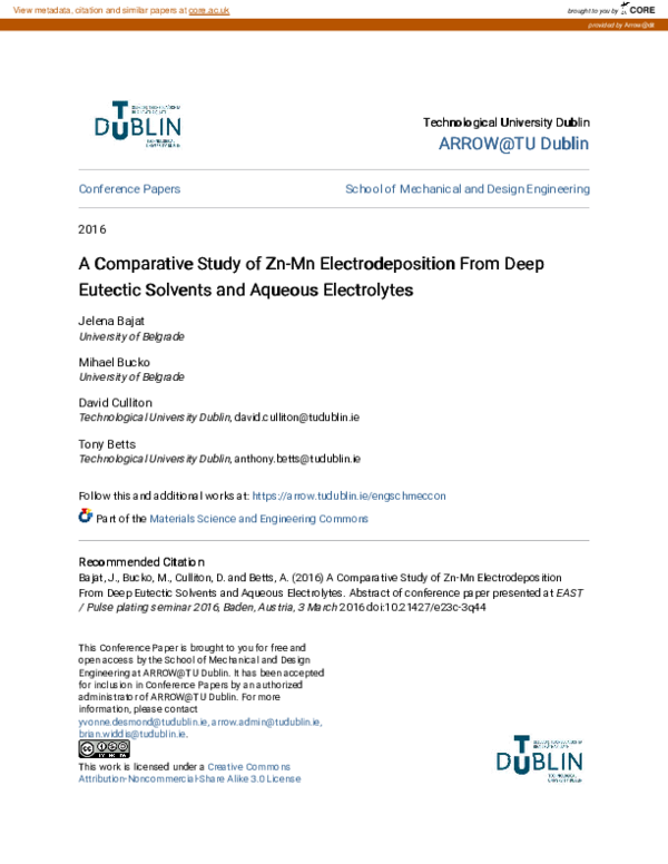 (PDF) A Comparative Study of Zn-Mn Electrodeposition From Deep Eutectic ...