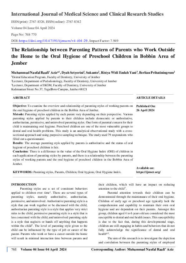 (PDF) The Relationship between Parenting Pattern of Parents who Work ...