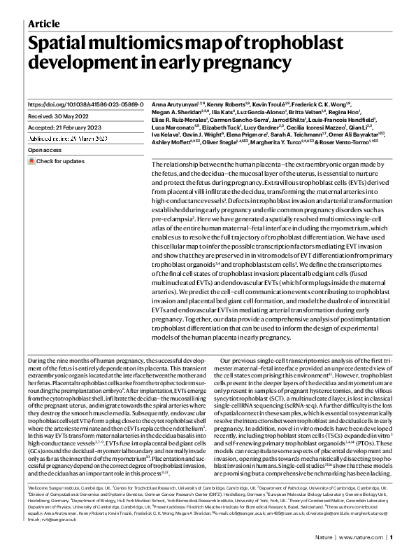 (PDF) Spatial multiomics map of trophoblast development in early pregnancy