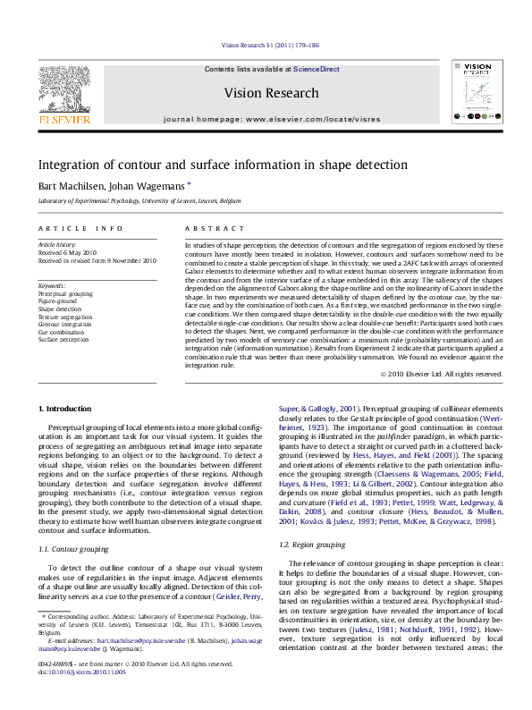 (PDF) Integration of contour and surface information in shape detection