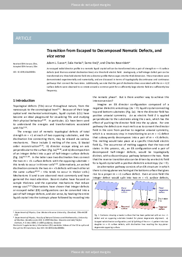 (PDF) Transition from escaped to decomposed nematic defects, and vice versa