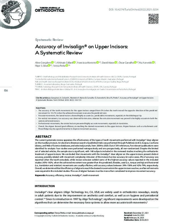 (PDF) Accuracy of Invisalign® on Upper Incisors: A Systematic Review
