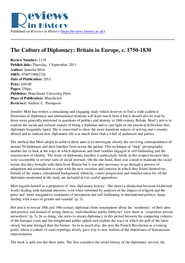 (PDF) The Culture of Diplomacy
