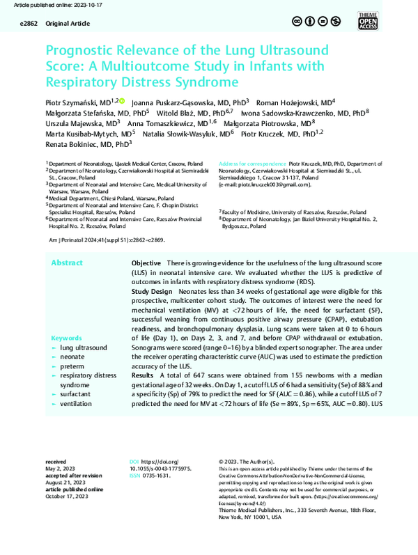 (PDF) Prognostic Relevance of the Lung Ultrasound Score: A Multioutcome ...