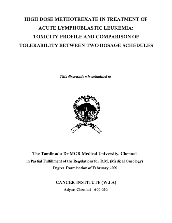 (PDF) High-dose methotrexate in the treatment of acute lymphoblastic ...
