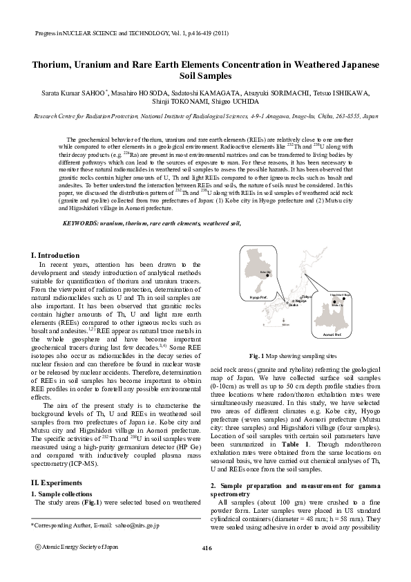 (PDF) Thorium, Uranium and Rare Earth Elements Concentration in ...