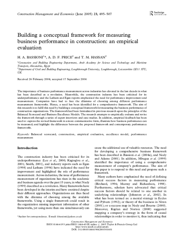 (PDF) Building a conceptual framework for measuring business ...